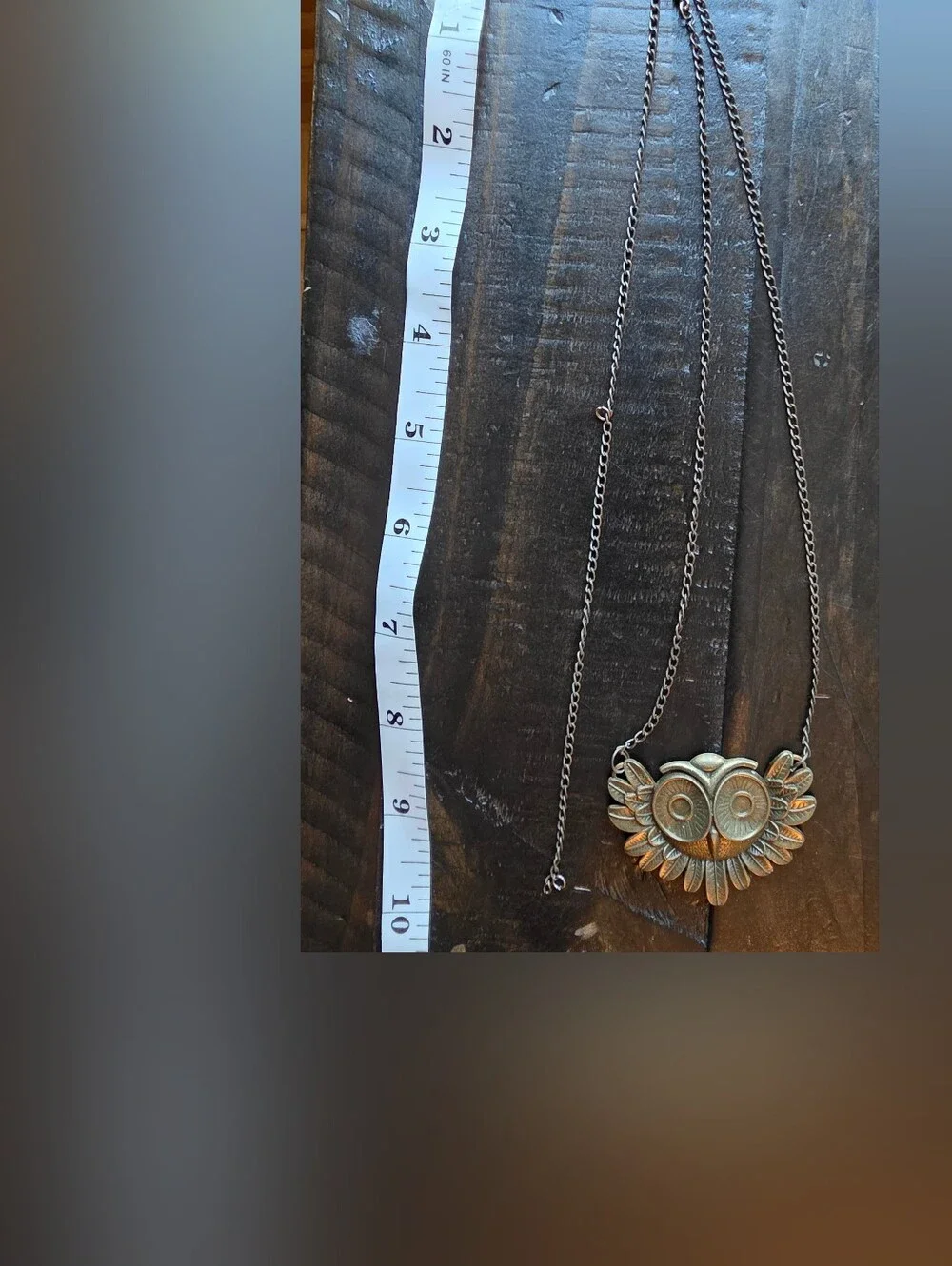 Antique Gold Tone Owl Statement Necklace Long Chain Boho Vintage Style